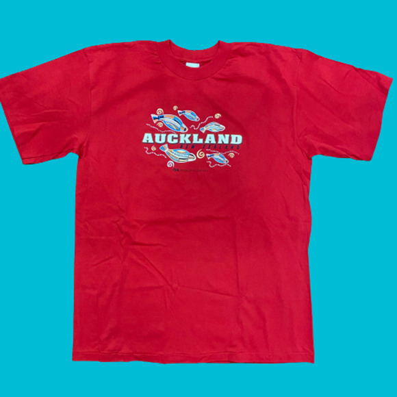 Auckland New Zealand Travel Single Stitch Vintage Red T-Shirt NWT Men's XXL - Picture 1 of 8